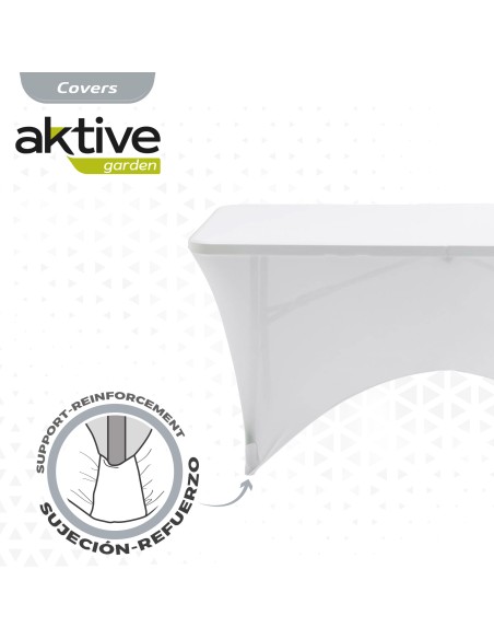 Funda elástica para mesa rectangular de 120 cm blanco