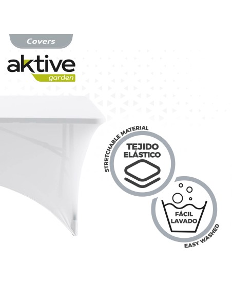 Funda elástica para mesa rectangular de 120 cm blanco