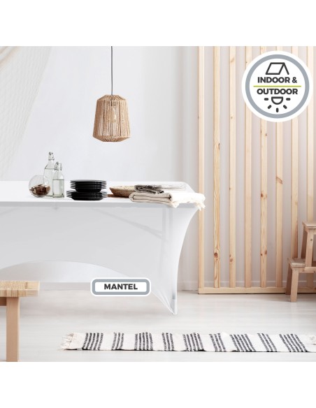 Funda elástica para mesa rectangular de 120 cm blanco