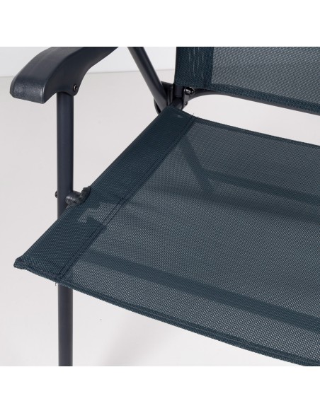 Chaise de jardin pliante renforcée tissu anthracite avec accoudoirs