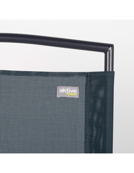 Chaise de jardin pliante renforcée tissu anthracite avec accoudoirs