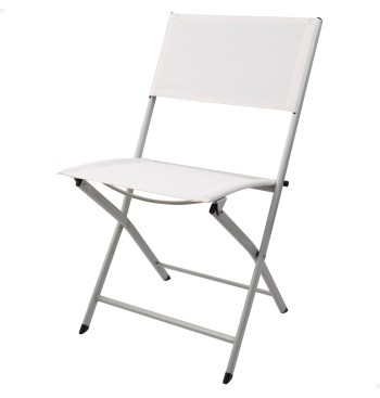 Chaise de jardin pliante en tissu renforcé blanc