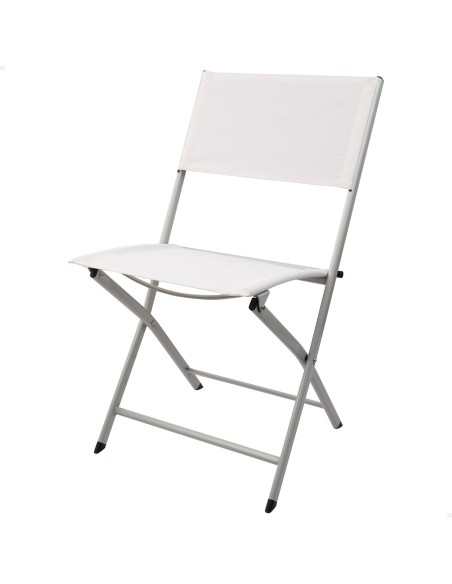 Chaise de jardin pliante en tissu renforcé blanc