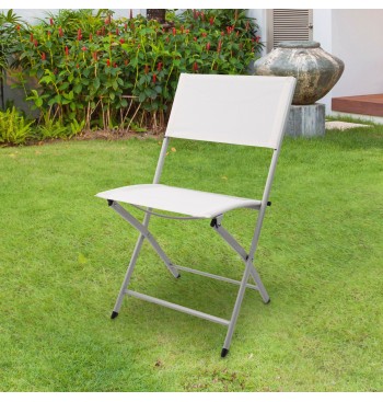 Chaise de jardin pliante en tissu renforcé blanc 2