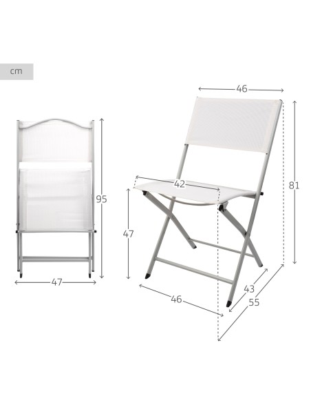 Chaise de jardin pliante en tissu renforcé blanc