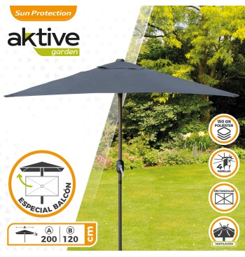 Parasol de balcon 200x120 cm mât aluminium coloris... 2