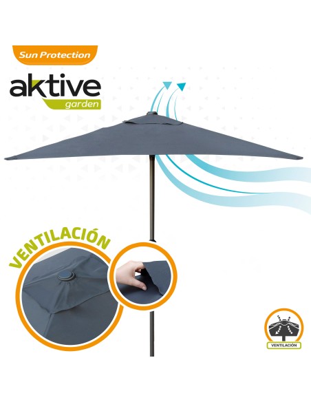 Parasol de balcon 200x120 cm mât aluminium coloris anthracite