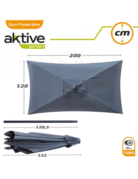 Parasol de balcon 200x120 cm mât aluminium coloris anthracite