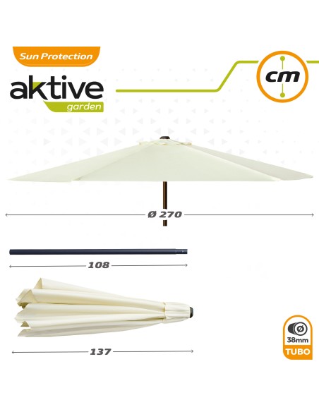 Parasol pour terrasse et jardin Ø270 cm avec protection UV50