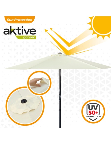 Parasol de jardin hexagonal Ø270 cm avec système à double poulie