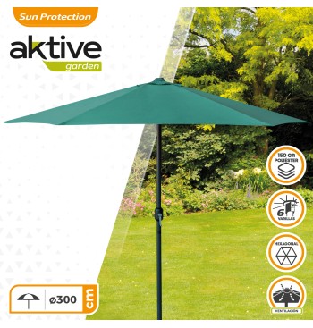 Parasol hexagonal Ø300 cm coloris vert Jardin 2