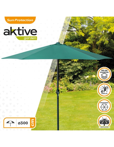 Parasol hexagonal Ø300 cm coloris vert Jardin
