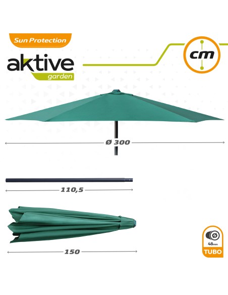 Parasol hexagonal Ø300 cm coloris vert Jardin