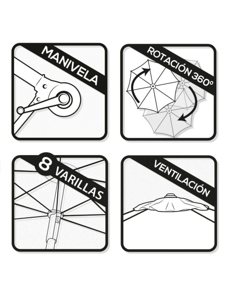 Parasol excentrique Aktive Garden Ø300 cm crème mât en aluminium