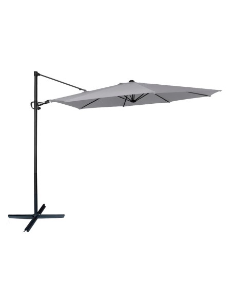 Parasol excentrique Ø300 cm mât en aluminium couleur gris Aktive