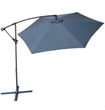 Parasol excentrique Banana Ø300 cm mât acier gris