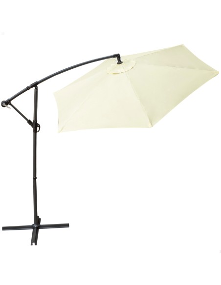 Parasol excentrique Banana Ø270 cm mât acier crème
