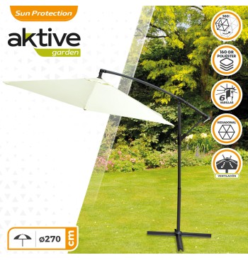Parasol excentrique Banana Ø270 cm mât acier crème 2