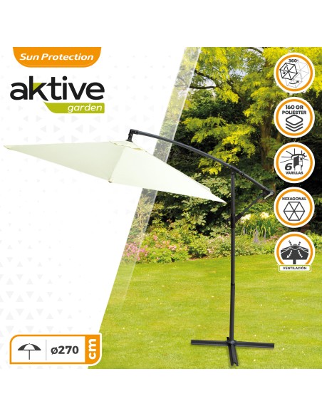 Parasol excentrique Banana Ø270 cm mât acier crème