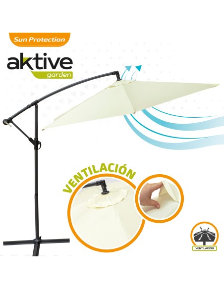 Parasol excentrique Banana Ø270 cm mât acier crème