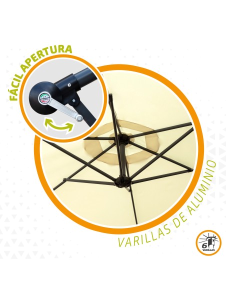 Parasol excentrique Banana Ø270 cm mât acier crème