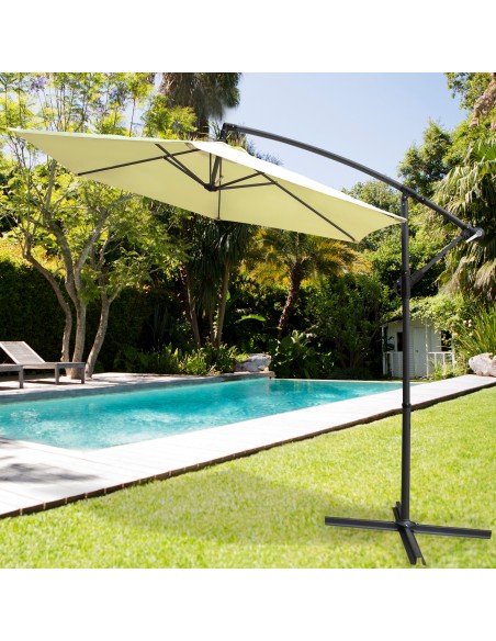 Parasol excentrique Banana Ø270 cm mât acier crème