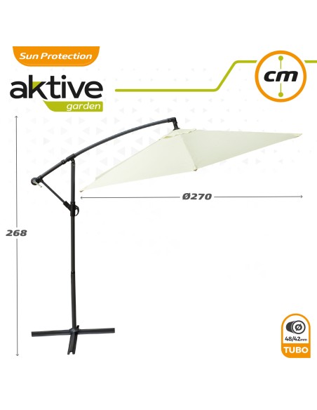 Parasol excentrique Banana Ø270 cm mât acier crème