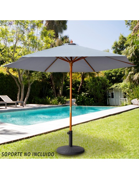Parasol hexagonal Ø300 cm mât en bois coloris anthracite