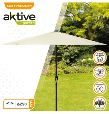 Parasol pour terrasse et jardin Ø250 cm blanc 2