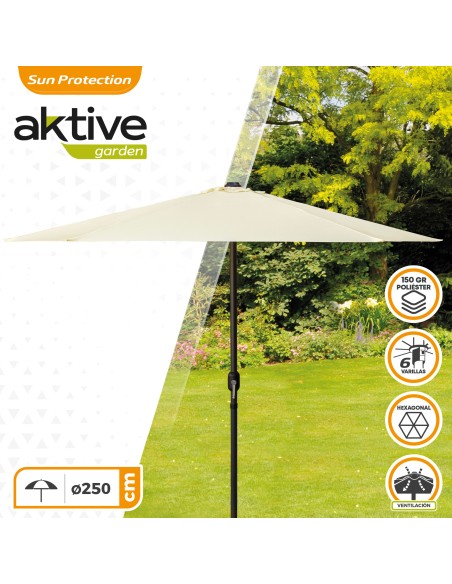 Parasol pour terrasse et jardin Ø250 cm blanc