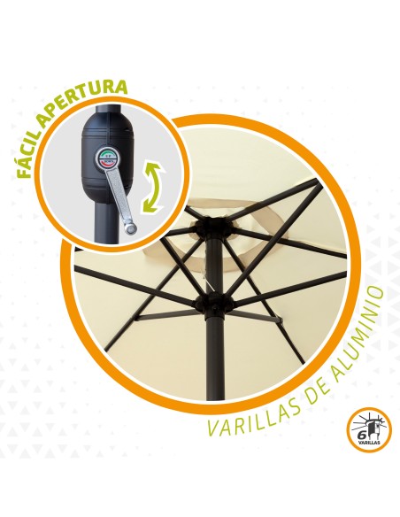 Parasol pour terrasse et jardin Ø250 cm blanc