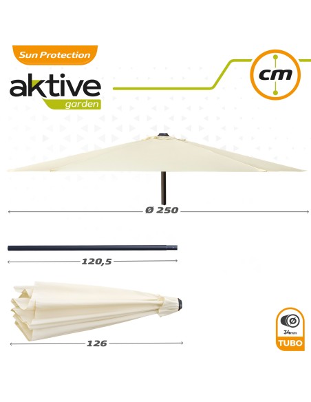 Parasol pour terrasse et jardin Ø250 cm blanc