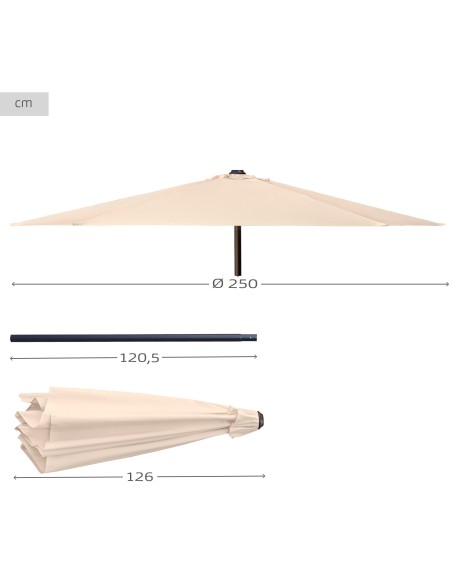 Parasol pour jardin et terrasse Ø250 cm crème