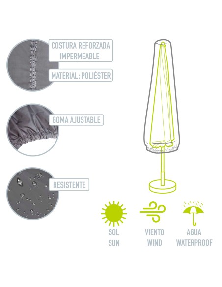 Housse de parasol de jardin max. Ø360 cm gris