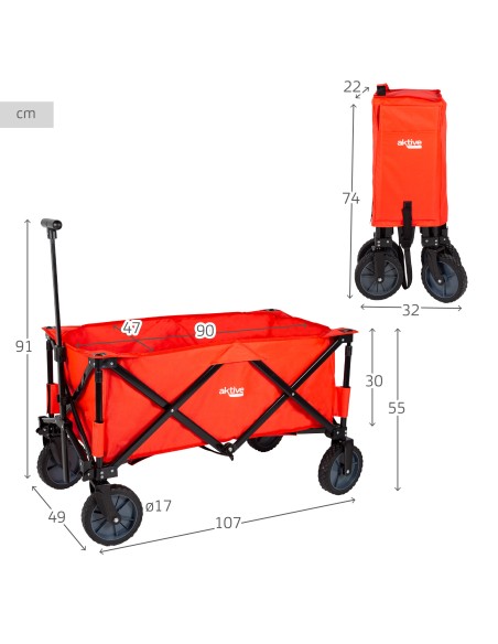 Chariot de plage rouge pliable