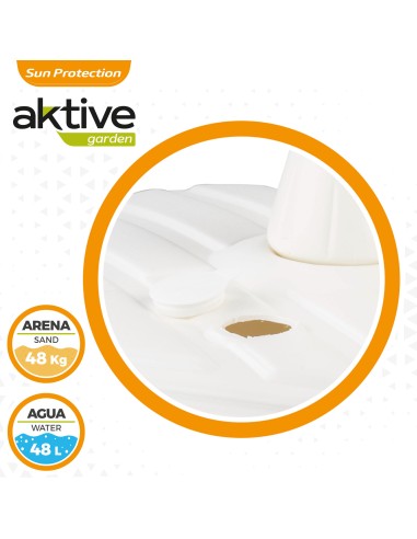 Naturur Pied De Parasol Carré Avec Roulettes 48x48x24 Cm - Tube 33-50 Mm, Plastique Blanc Robuste