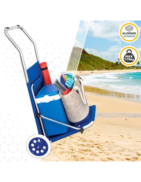 Tumbona carrito de playa plegable 2 en 1