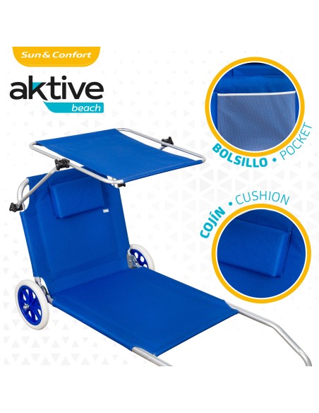Tumbona carrito de playa plegable 2 en 1