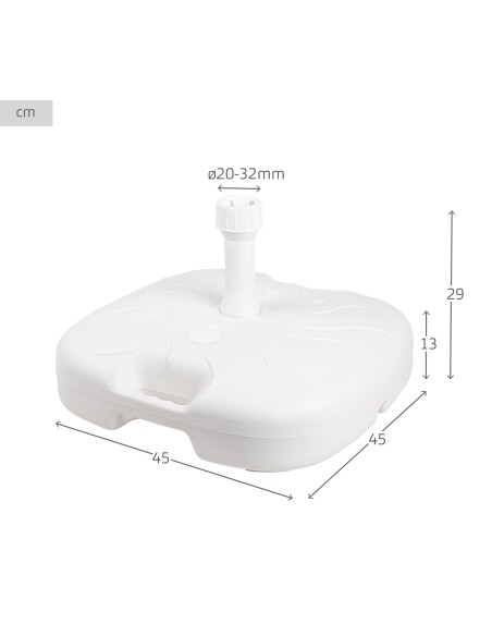 Base carrée pour parasol 20/32 mm blanc