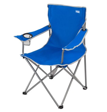 Chaise de camping pliante avec sous-verres bleus