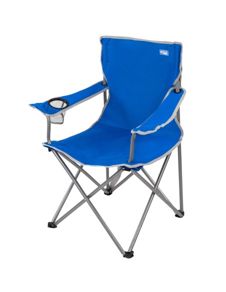 Chaise de camping pliante avec sous-verres bleus
