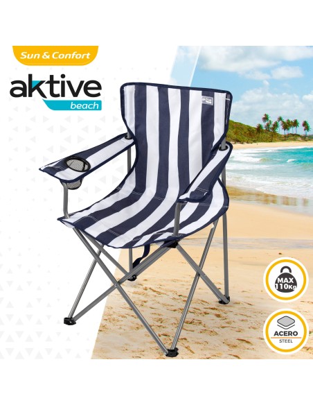 Chaise de camping pliante Sailor avec sous-verres