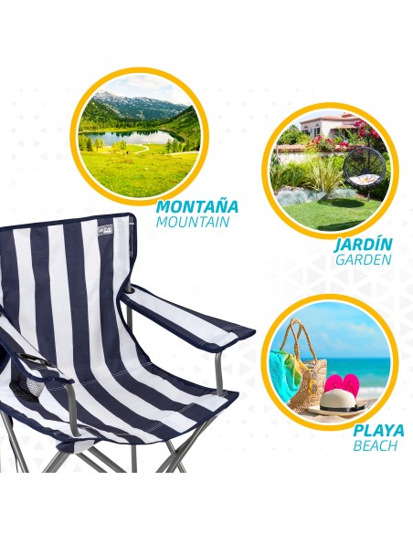 Chaise de camping pliante Sailor avec sous-verres