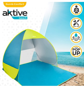 Tente de plage pop-up bleue et verte 2