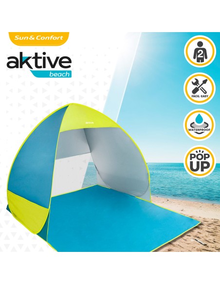 Tente de plage pop-up bleue et verte