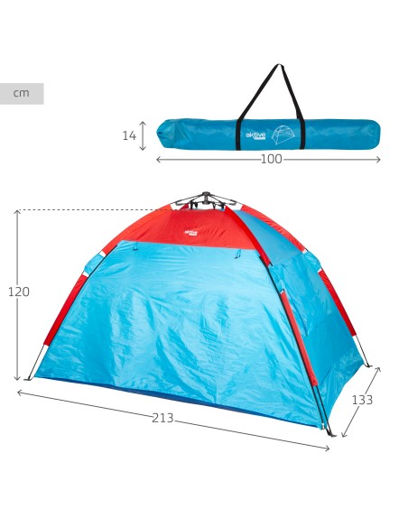 Tente brise-vent et plage pour 4 personnes avec sol, porte et fenêtres