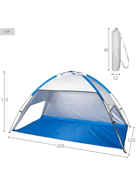 Tente brise-vent et plage pour 2 personnes UV50 avec fenêtres et sol