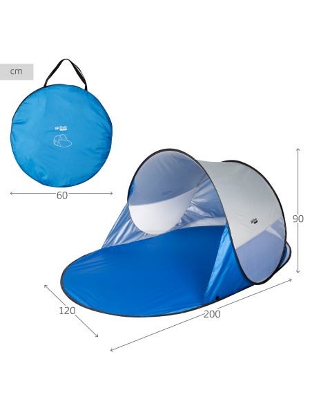 Tente de plage coupe-vent et Pop Up pour 2 personnes UV50 avec sol