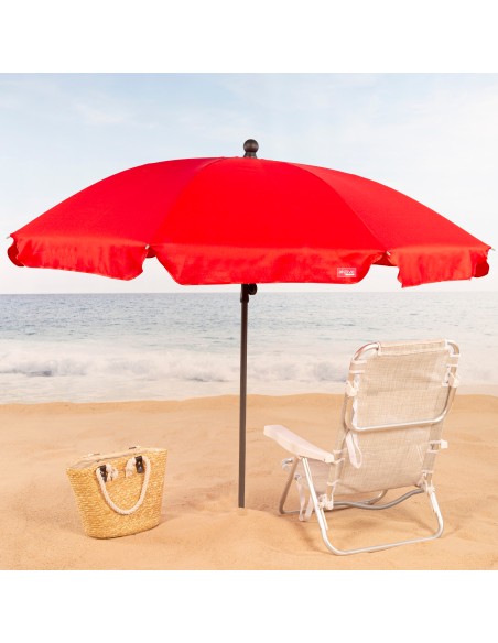 Parasol de plage 8 mâts 200 cm rouge