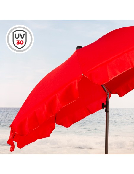 Parasol de plage 8 mâts 200 cm rouge